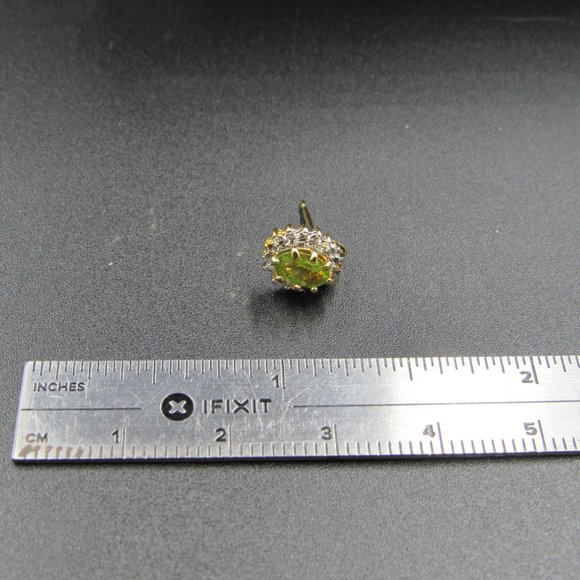 Sterling Silver Simple Oval Peridot Gold Plated Stud Earrings Vintage - Picture 6 of 7